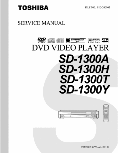 Toshiba SD1300 Toshiba Sd1300A Dvd Zr36732 Zoran Vaddis Iv Service Manual